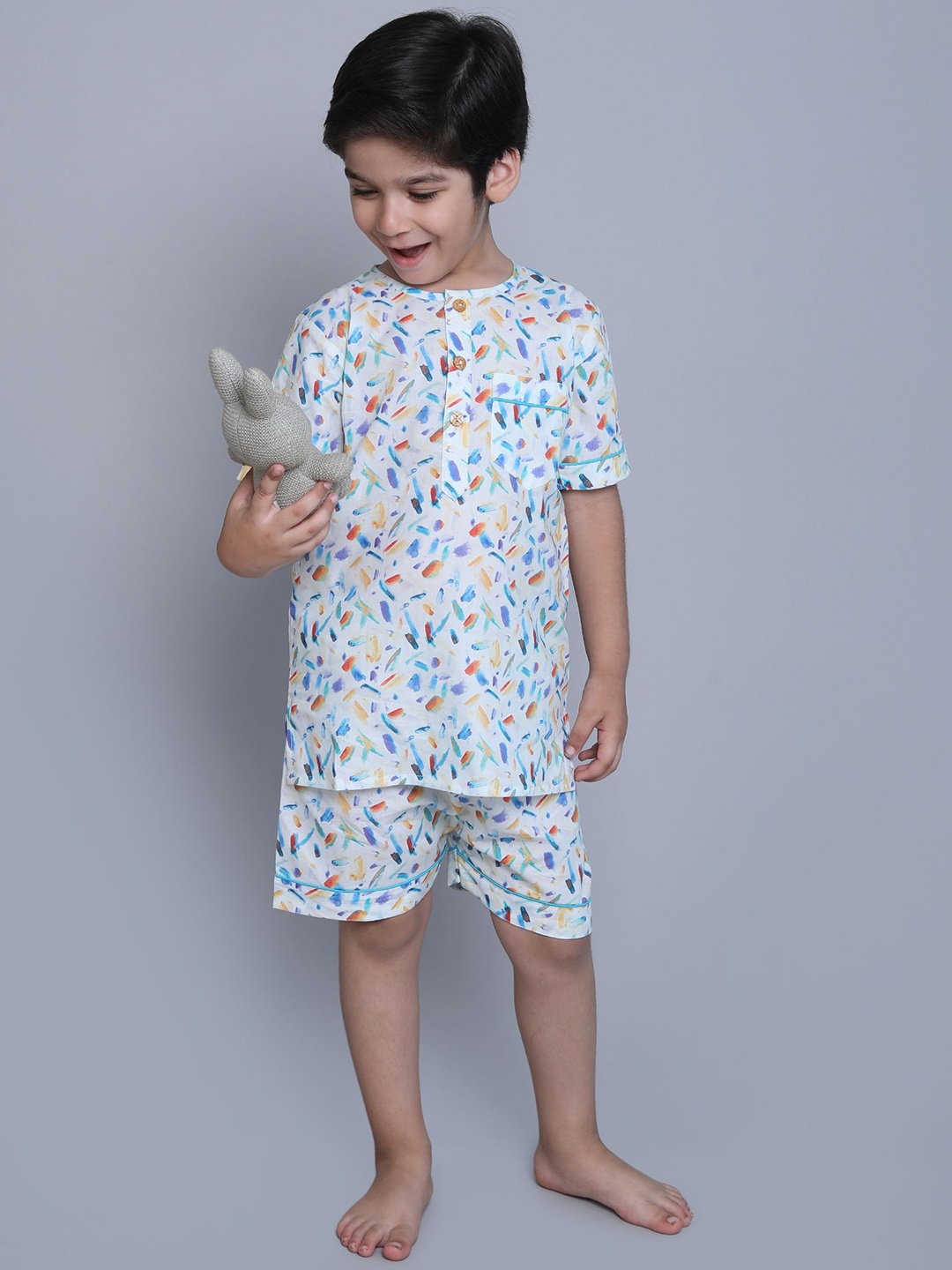 

BAESD Boys Printed Pure Cotton Night suit, Blue