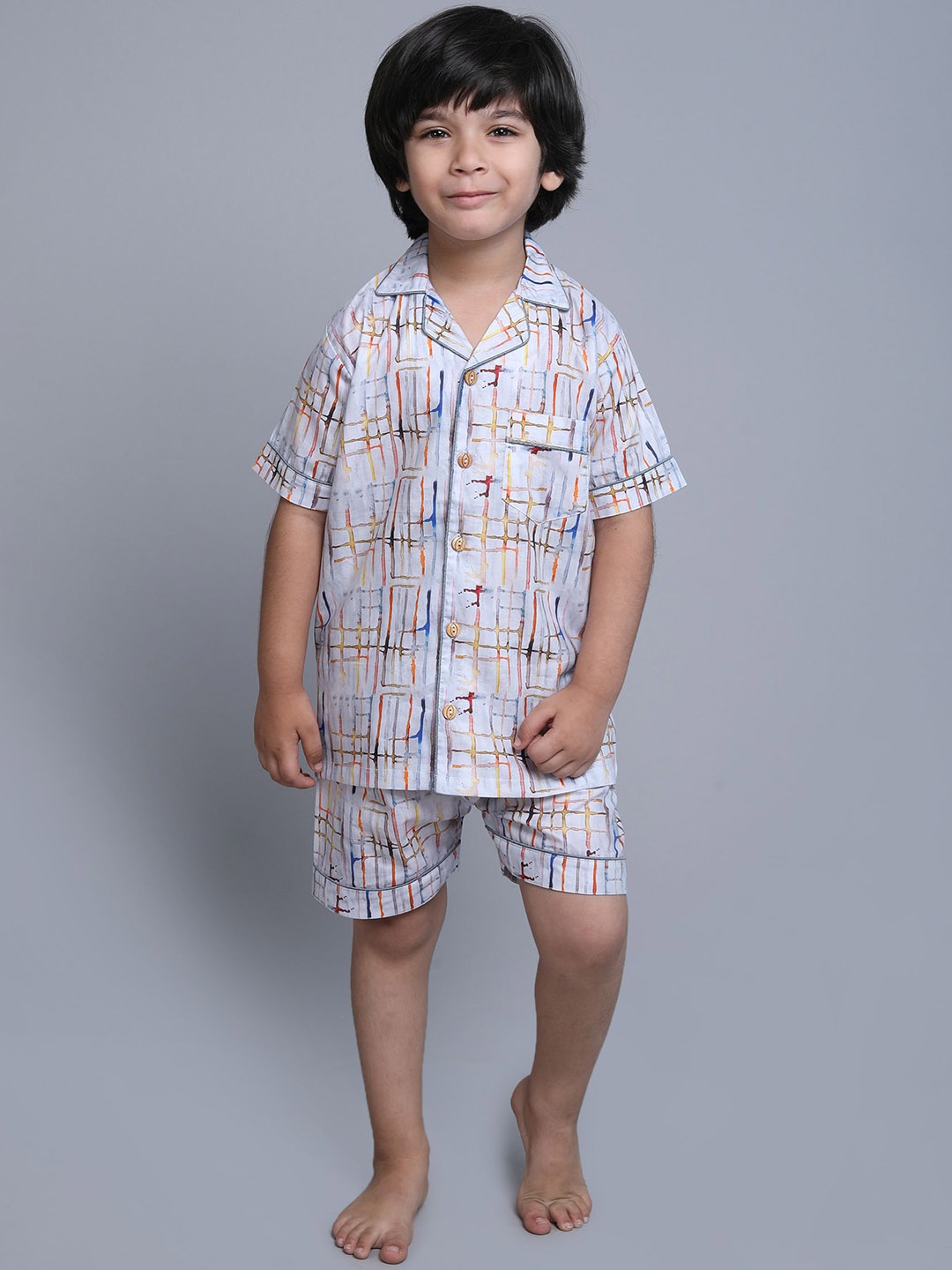 

BAESD Boys Printed Pure Cotton Night suit, White