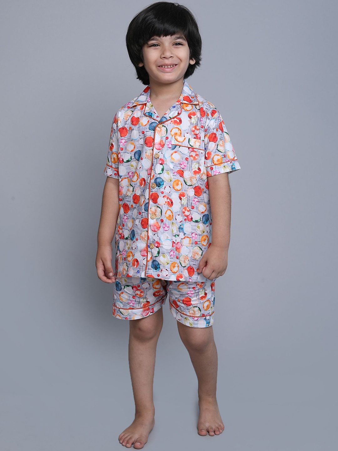

BAESD Boys Printed Pure Cotton Night suit, Red