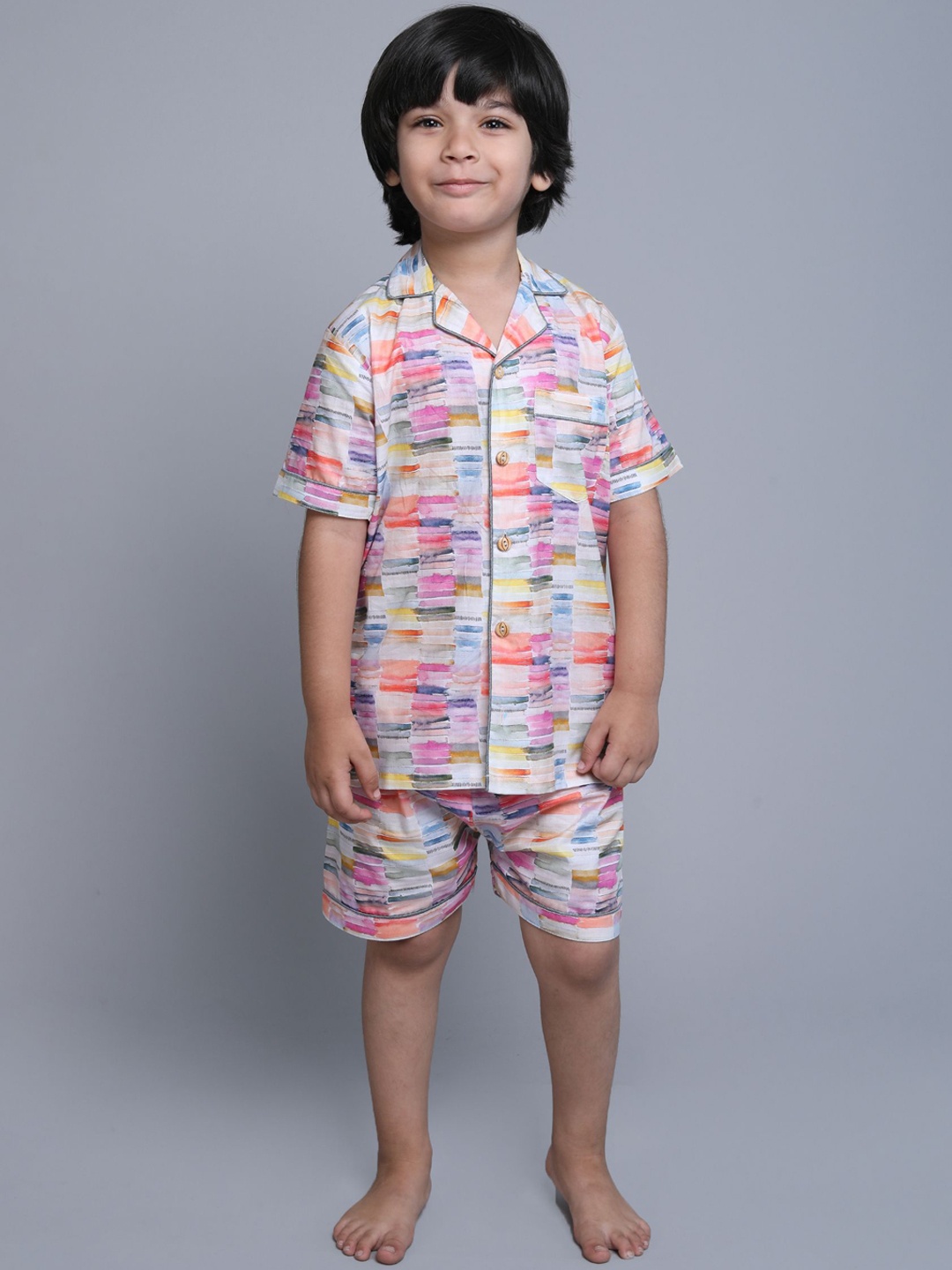 

BAESD Boys Printed Pure Cotton Night suit, Pink