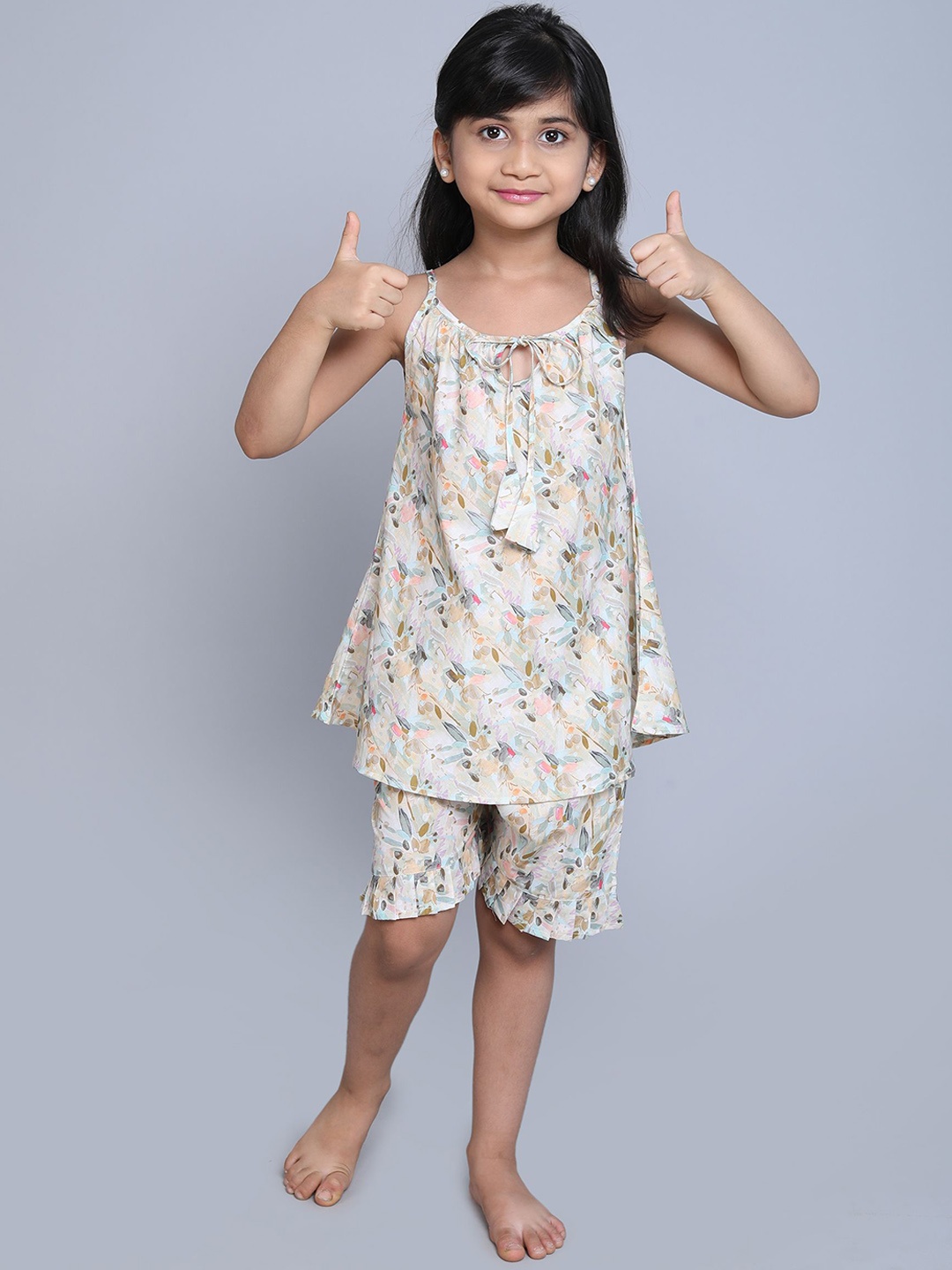 

BAESD Girls Printed Pure Cotton Night suit, White