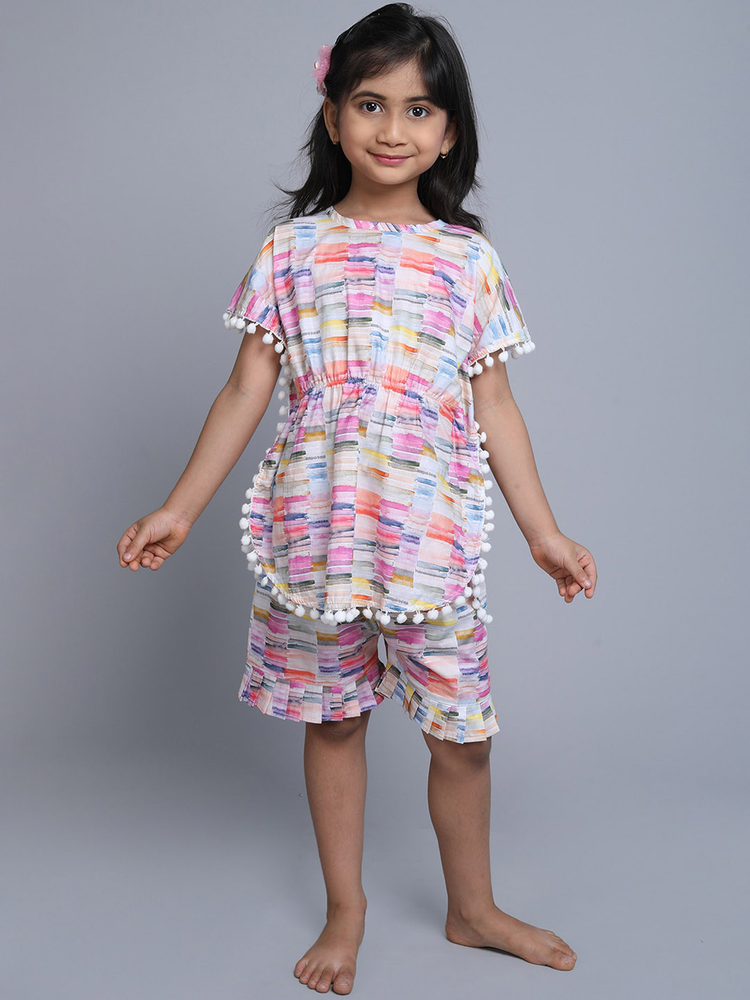 

BAESD Girls Printed Pure Cotton Night Suit, White