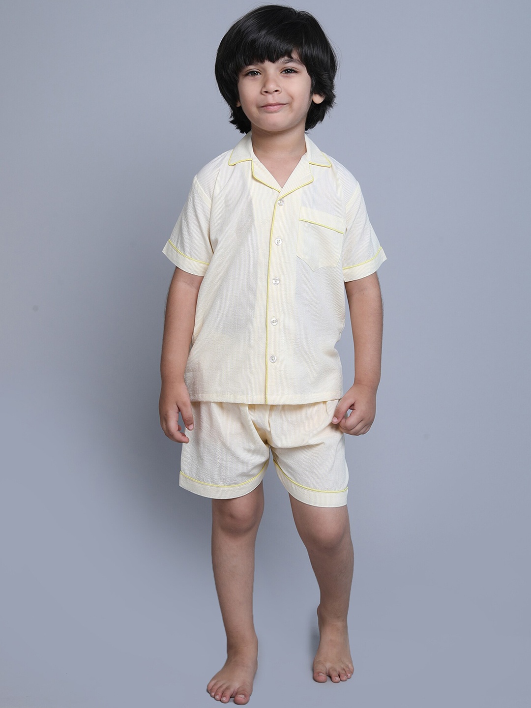 

BAESD Boys Striped Shirt with Shorts, Yellow