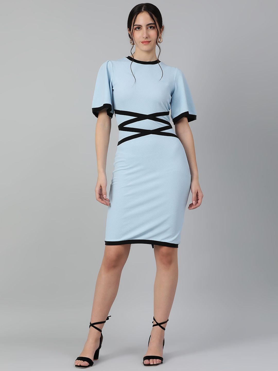 

Kotty Flared Sleeves Sheath Dress, Blue