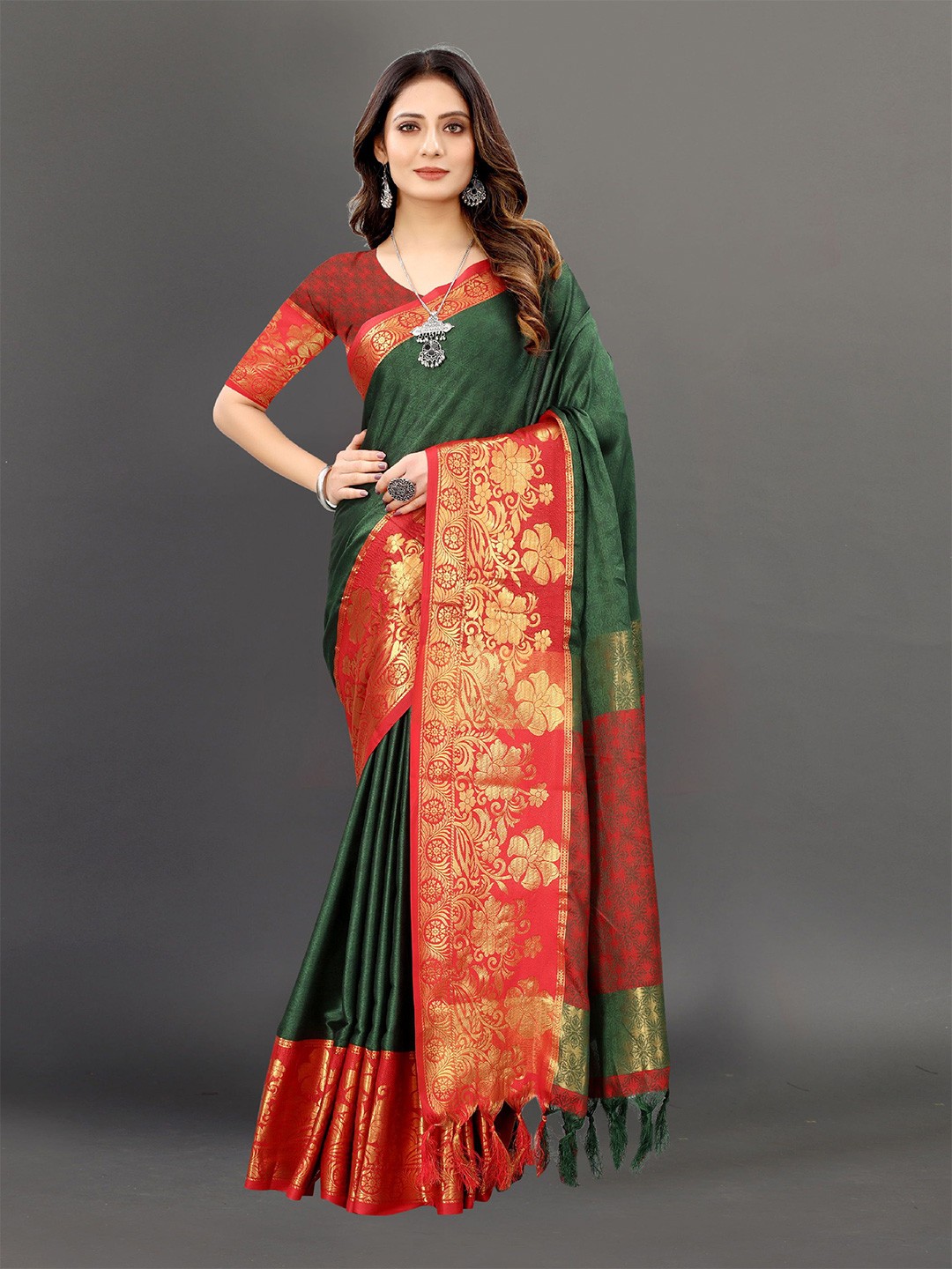 

Mitera Ethnic Motifs Zari Pure Silk Banarasi Saree, Pink