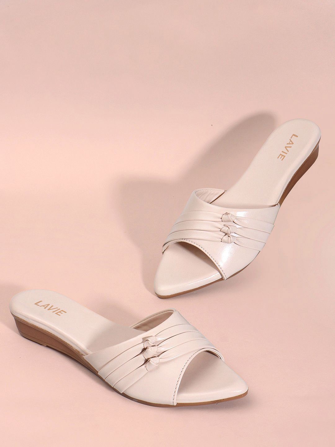 

Lavie Textured Open Toe Flats, Cream