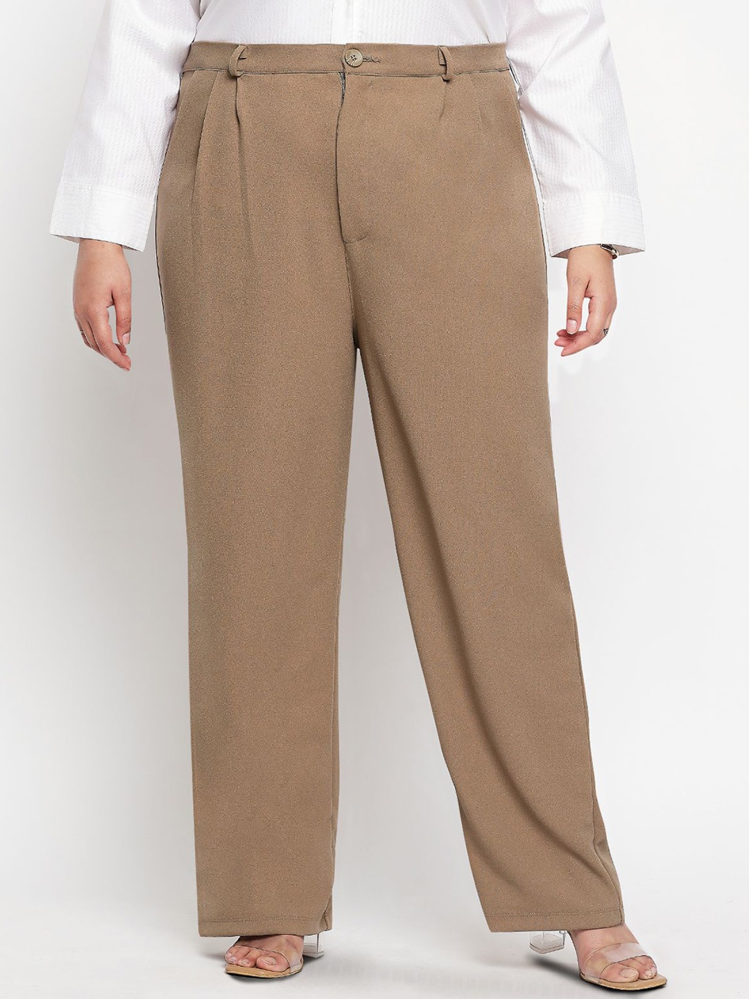 

wild U Women Tailored High-Rise Wrinkle Free Pleated Trousers, Beige