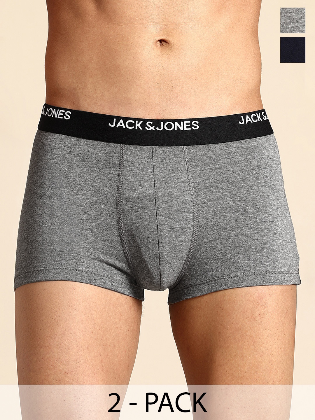 

Jack & Jones Men Pack of 2 Low Rise Trunks 2542257006, Grey melange