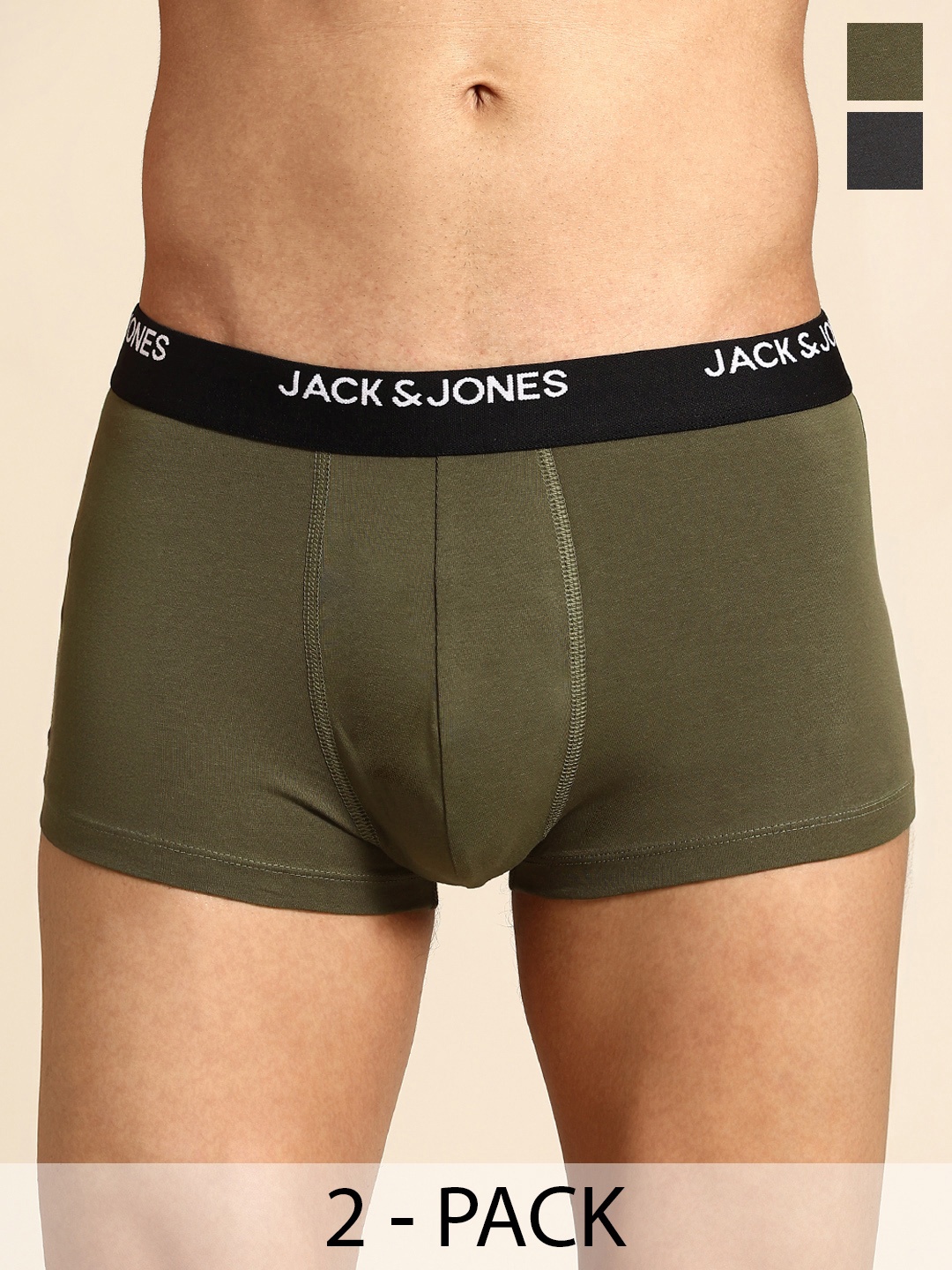 

Jack & Jones Men Pack of 2 Low Rise Trunks 2542257028, Olive