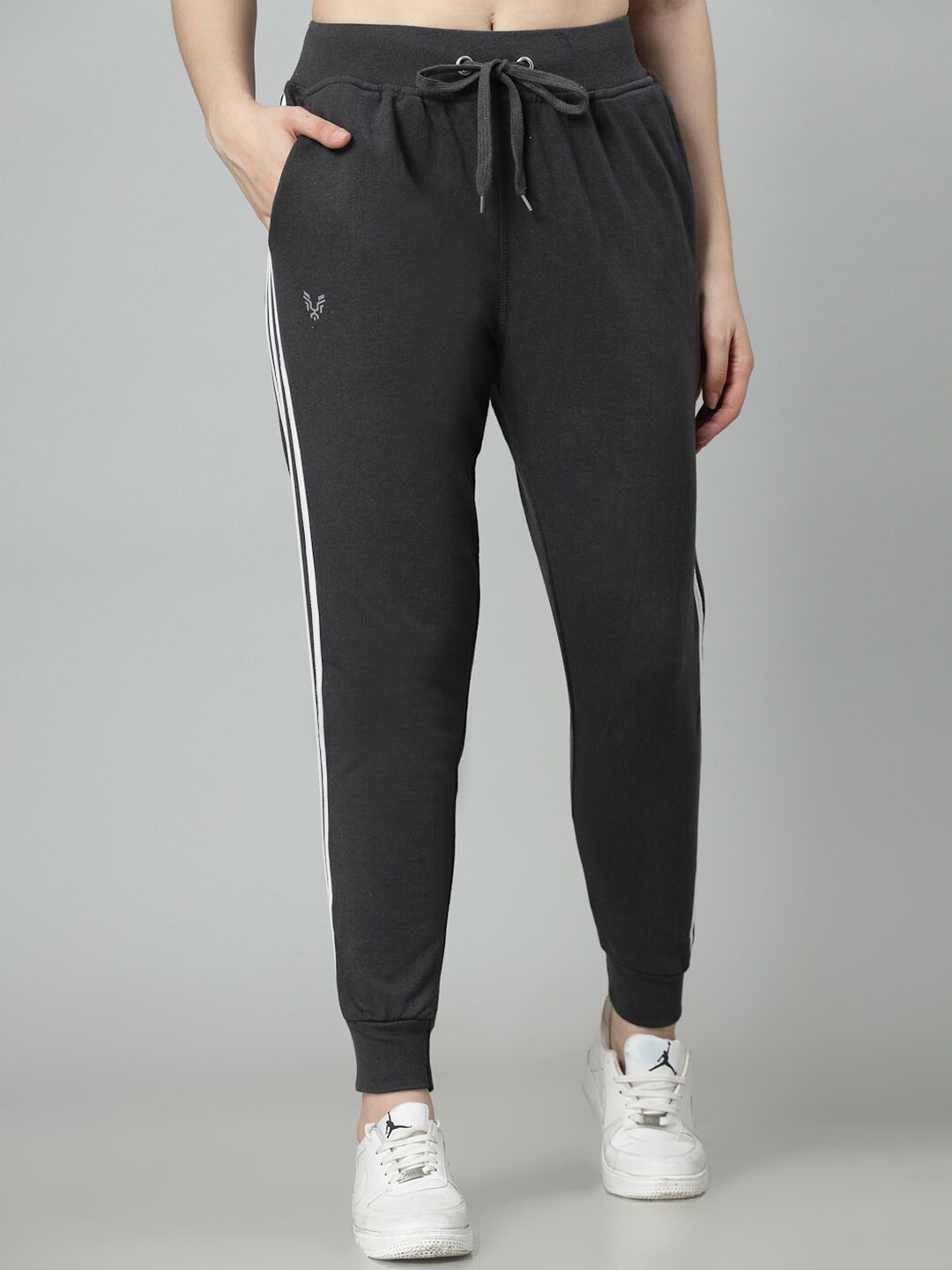 

UZARUS Women Slim Fit Mid-Rise Training or Gym Joggers, Grey