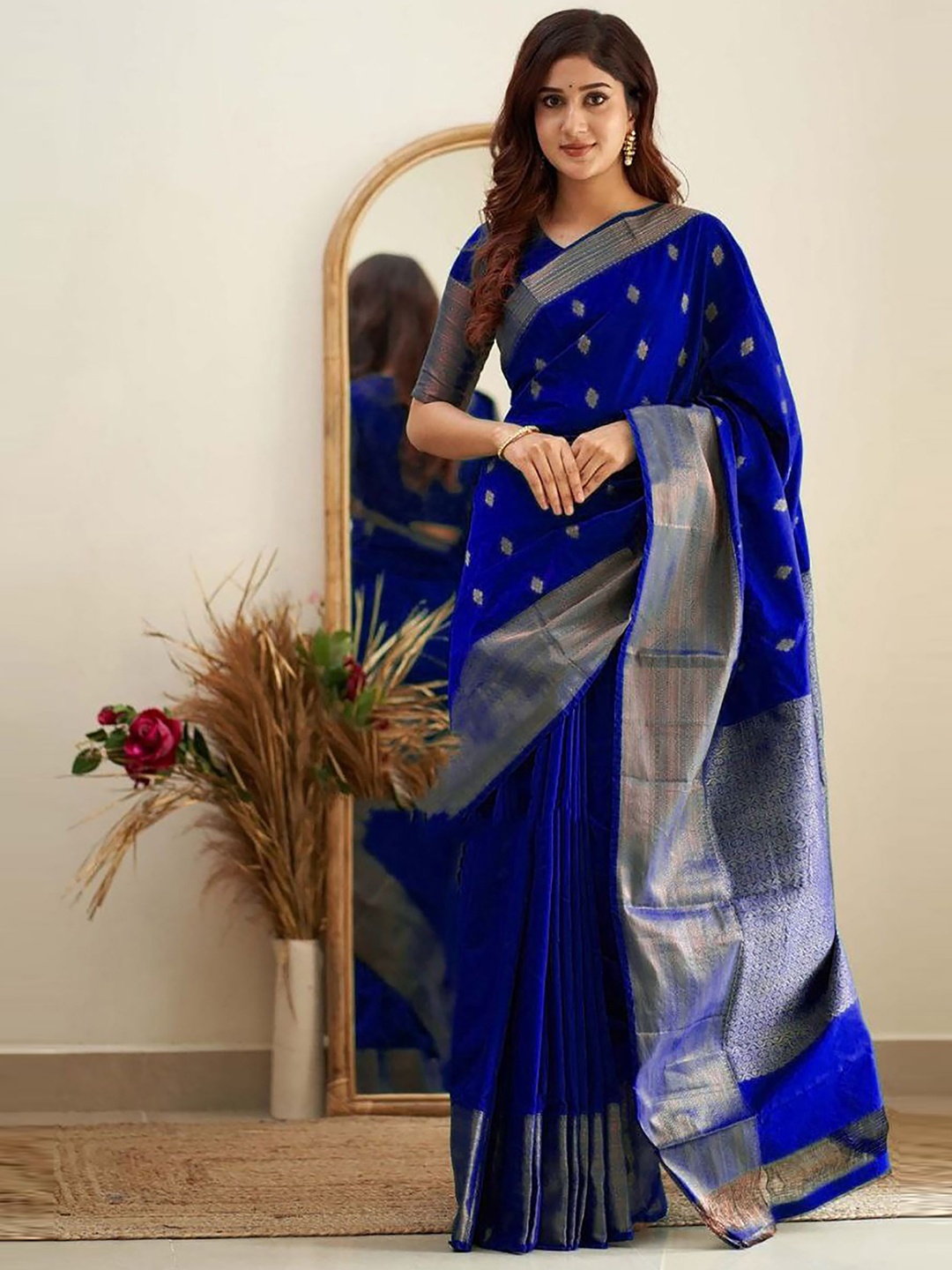 

Aldwych Woven Design Zari Banarasi Saree, Blue