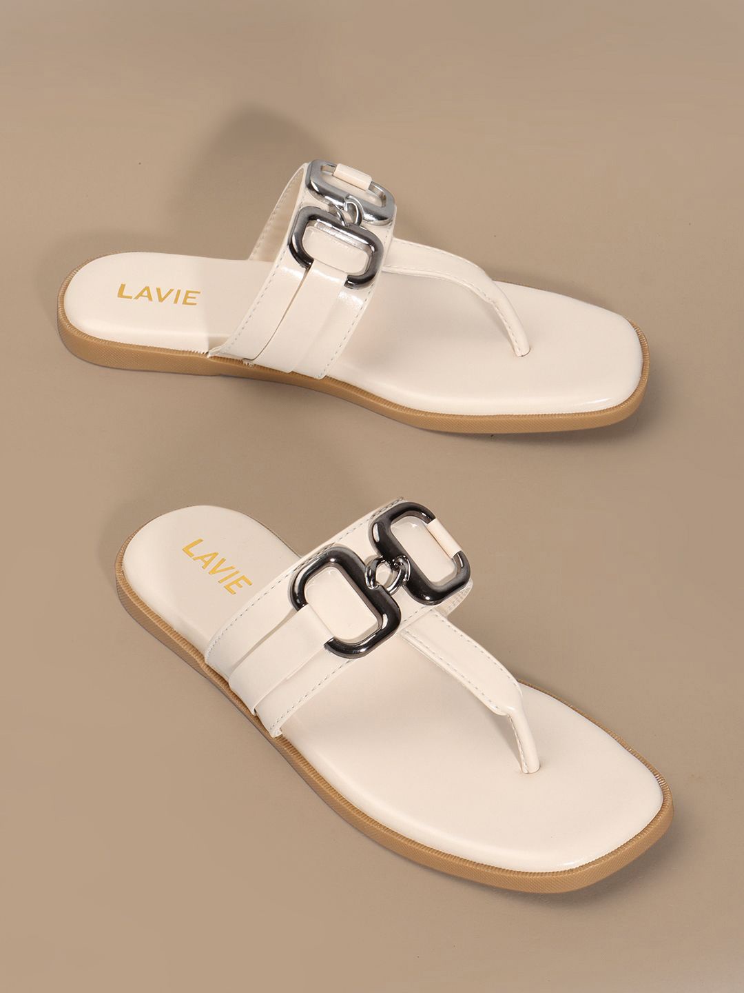

Lavie Embellished Open Toe Flats, Cream