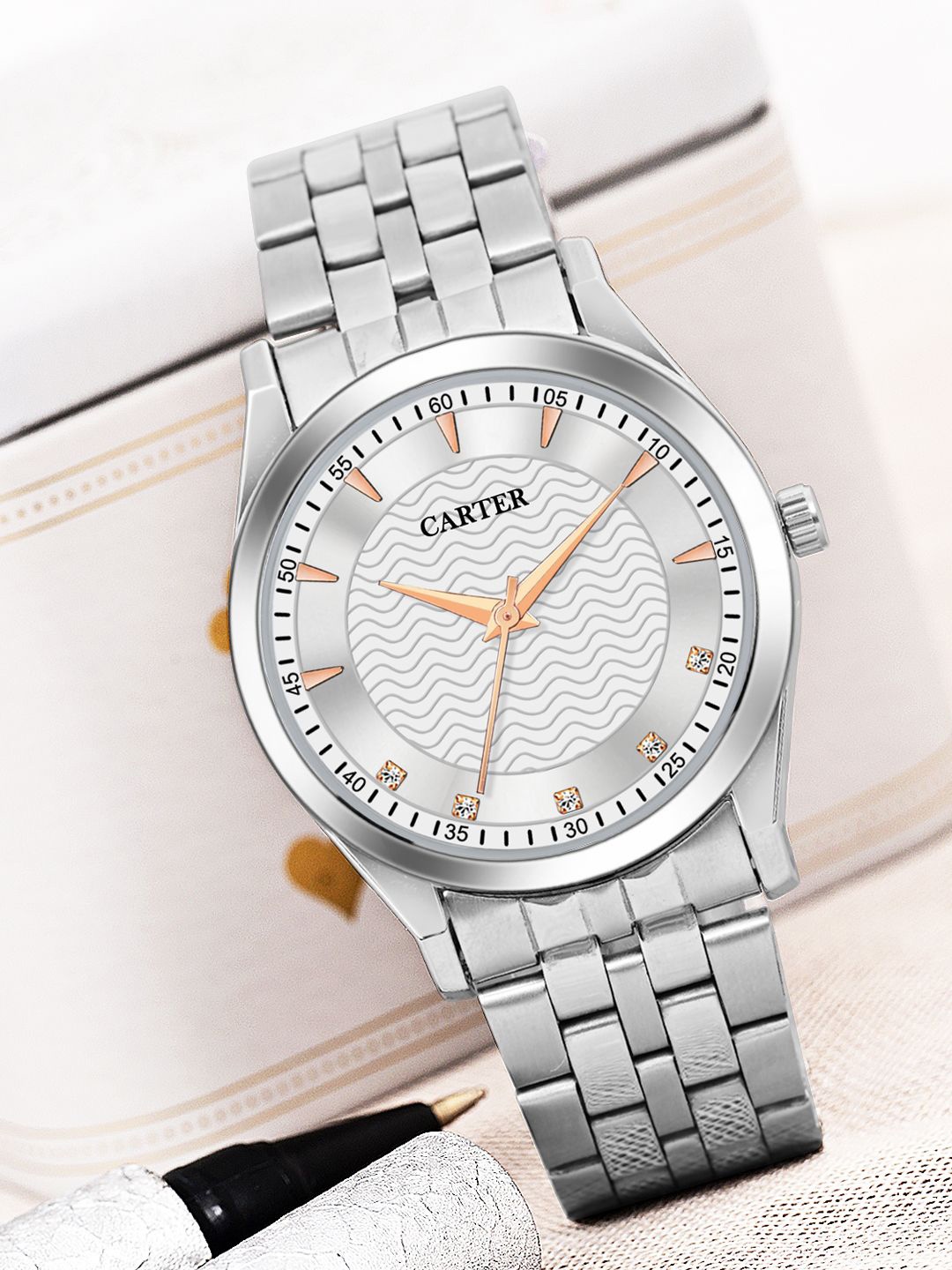

Sandy D Carter Men Bracelet Style Straps Analogue Watch Sandy D Carter-204-GWH, Silver