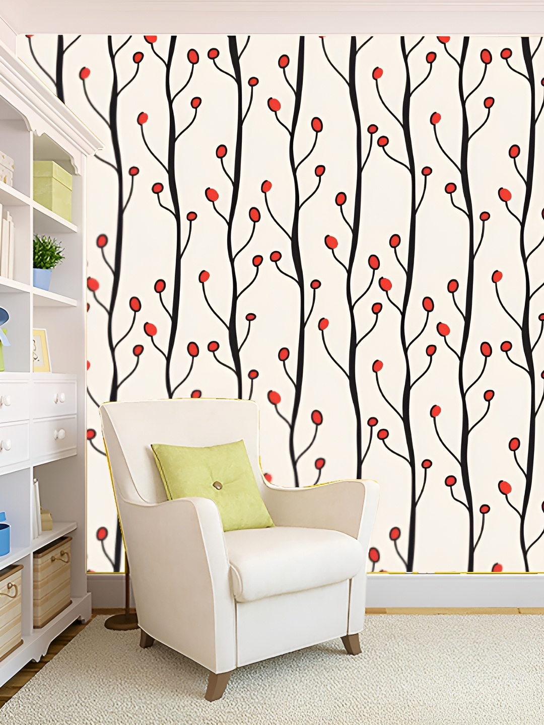 

Aura Beige & Black Self Adhesive 3D Floral Printed Wall Sticker