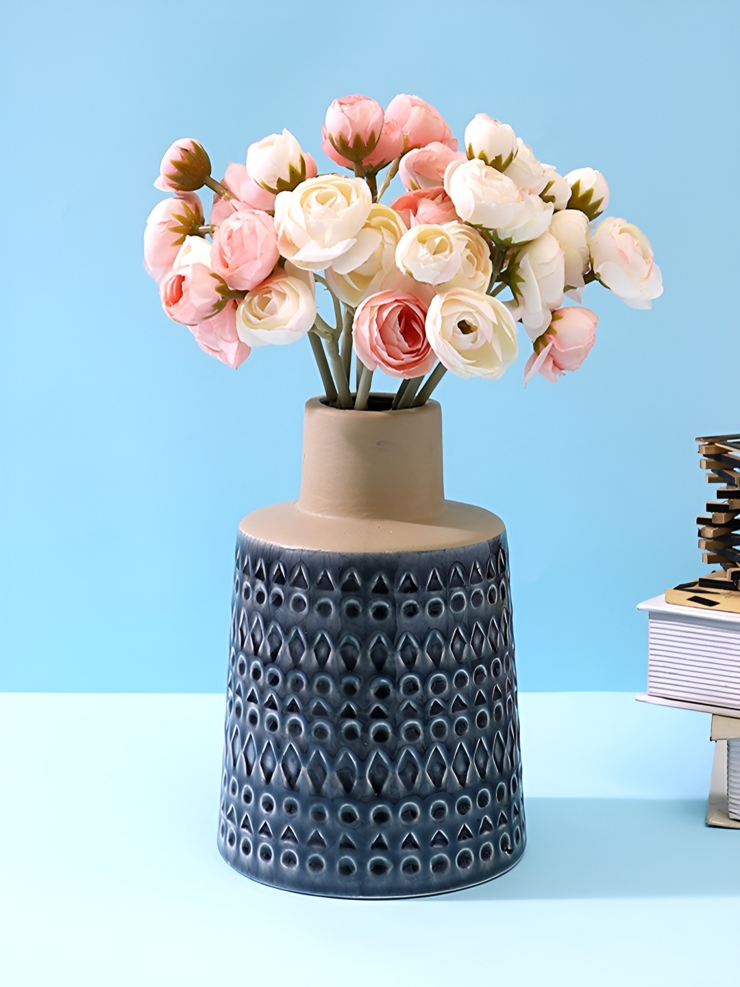 

Aura Blue Geometric Designed Ceramic Vase