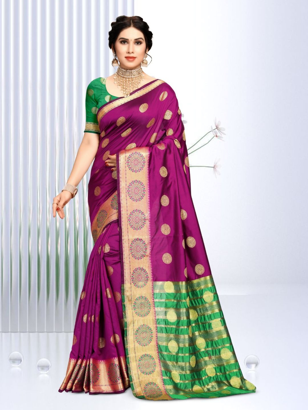 

Mitera Woven Design Zari Banarasi Saree, Purple