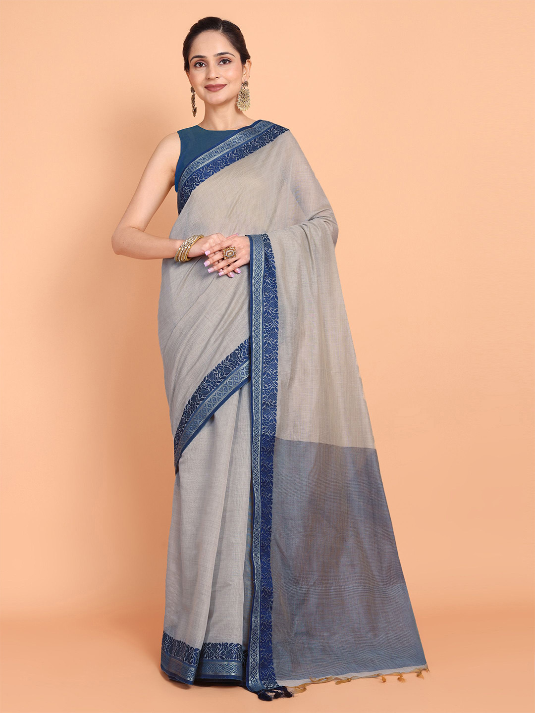 

Mitera Pure Cotton Saree, Beige