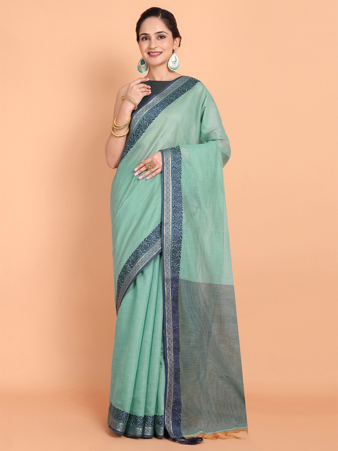 

Mitera Pure Cotton Saree, Blue