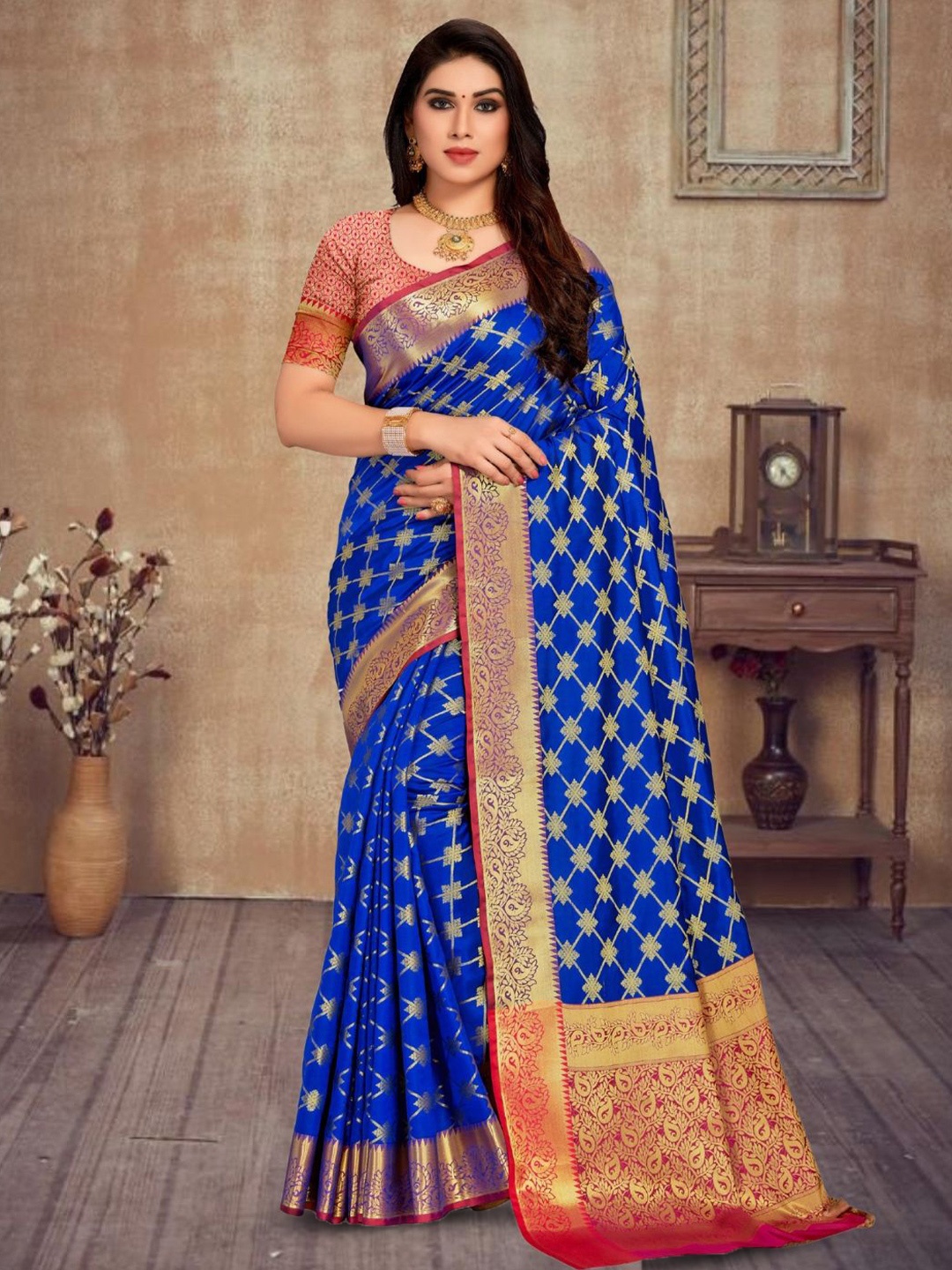 

Mitera Woven Design Zari Banarasi Saree, Blue