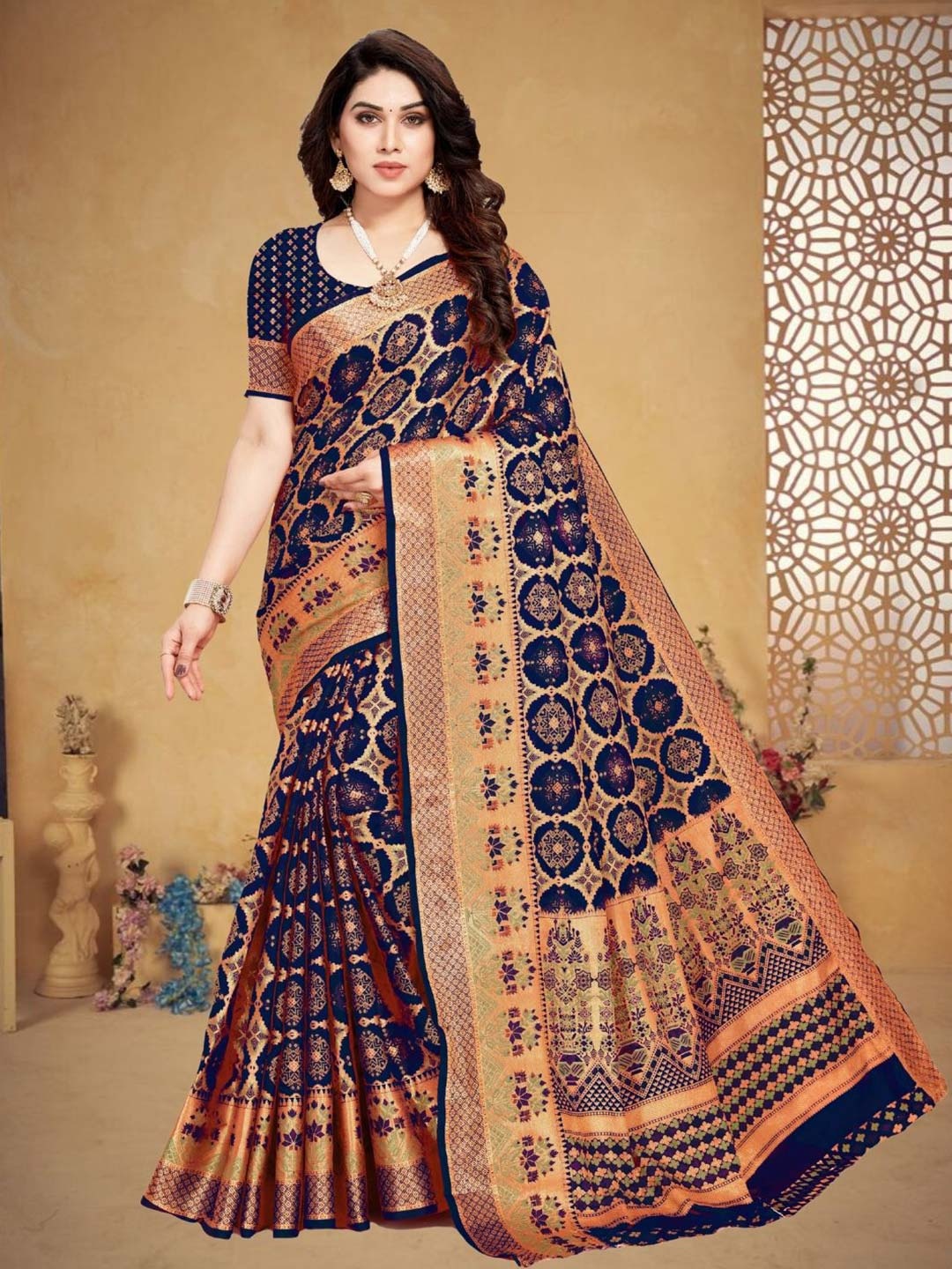 

Mitera Woven Design Zari Banarasi Saree, Blue