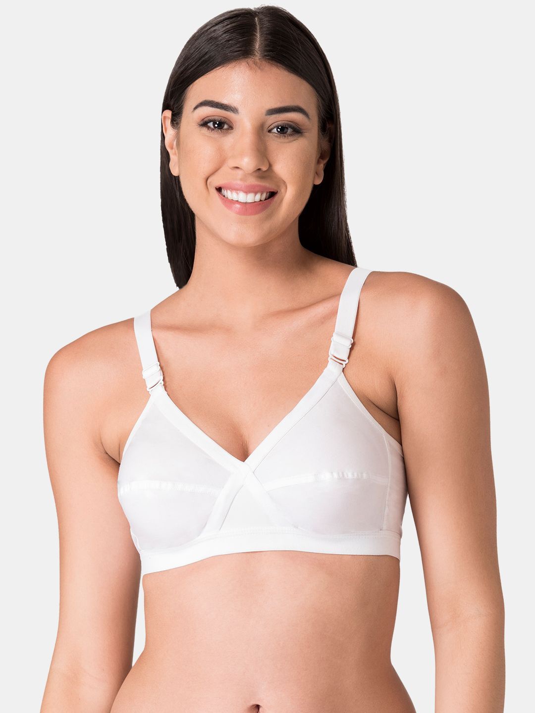 

KOMLI Full Coverage Non Padded Cotton Minimizer Bra- All Day Comfort, White