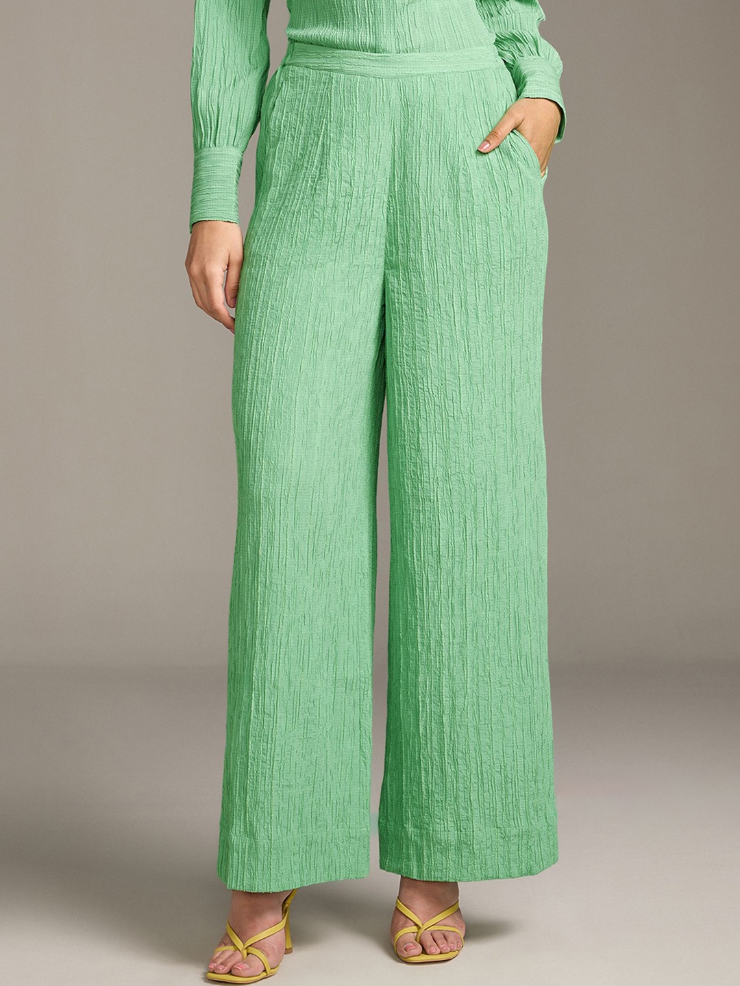 

20Dresses Women High-Rise Pleated Parallel Trousers, Green