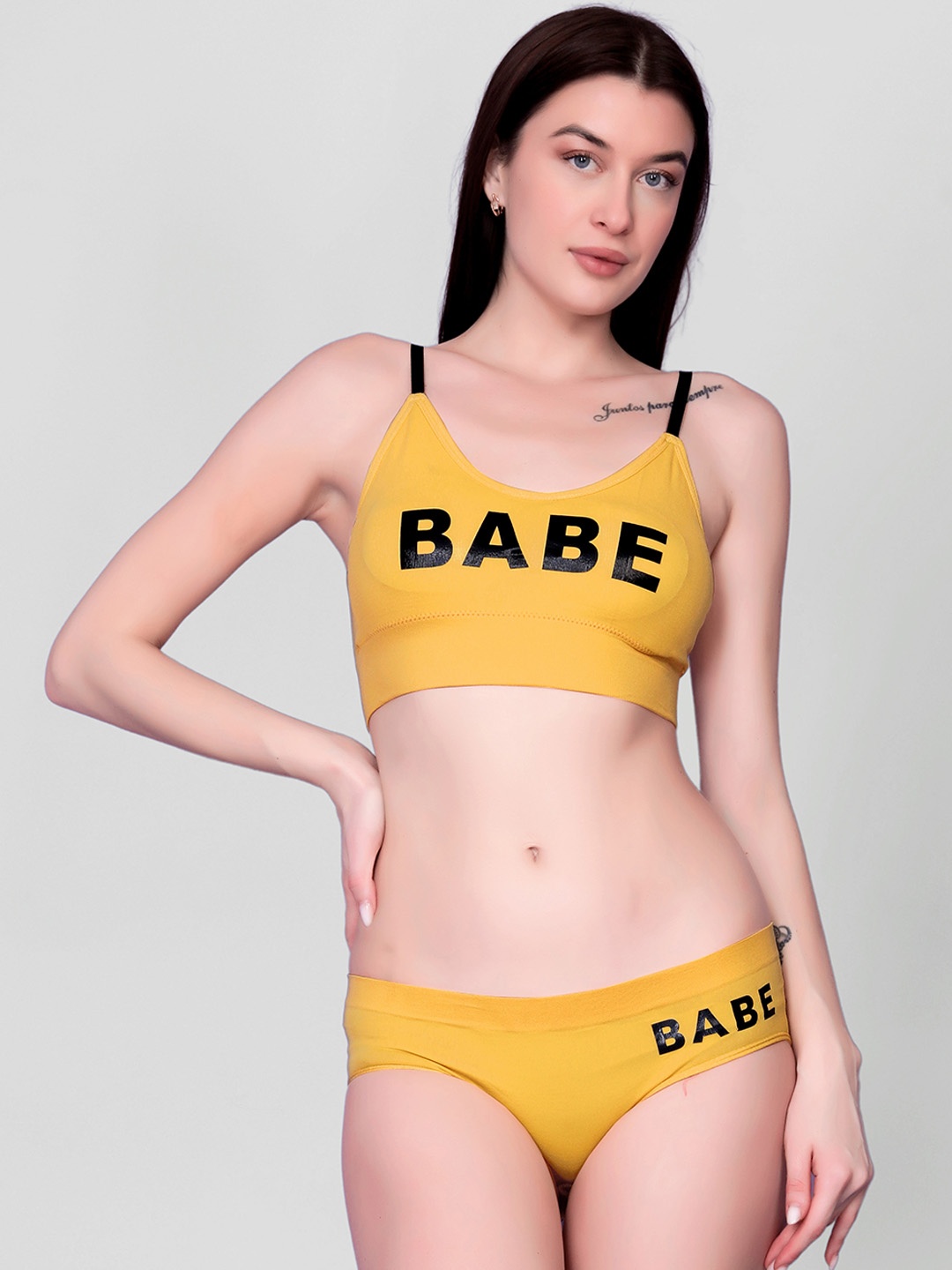 

Flenzy Printed Lingerie Set, Yellow