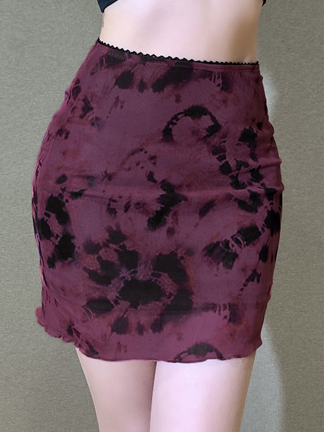 

LULU & SKY Printed A-line Mini Skirts, Burgundy