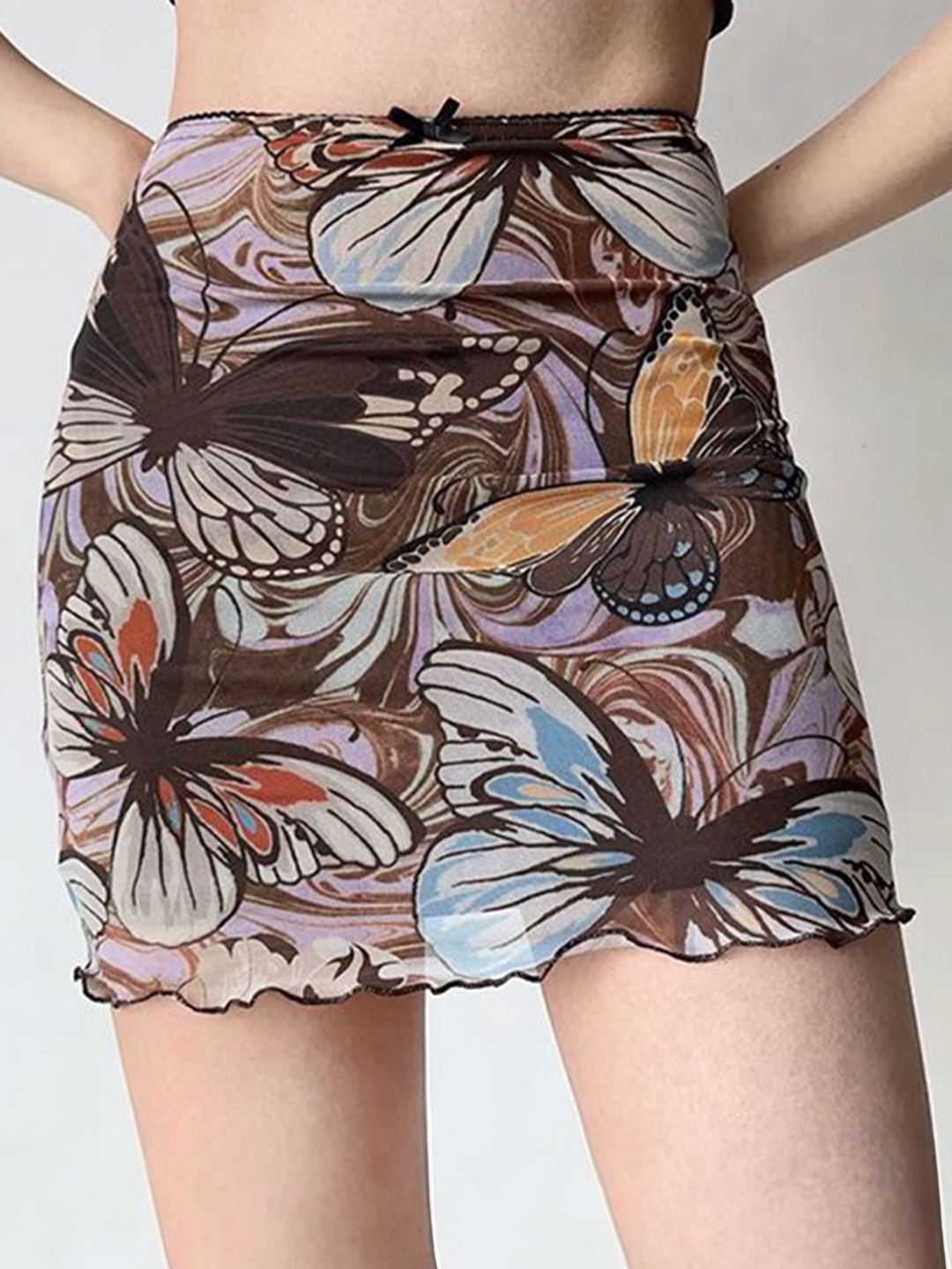 

LULU & SKY Printed A-Line Mini Skirt, Brown