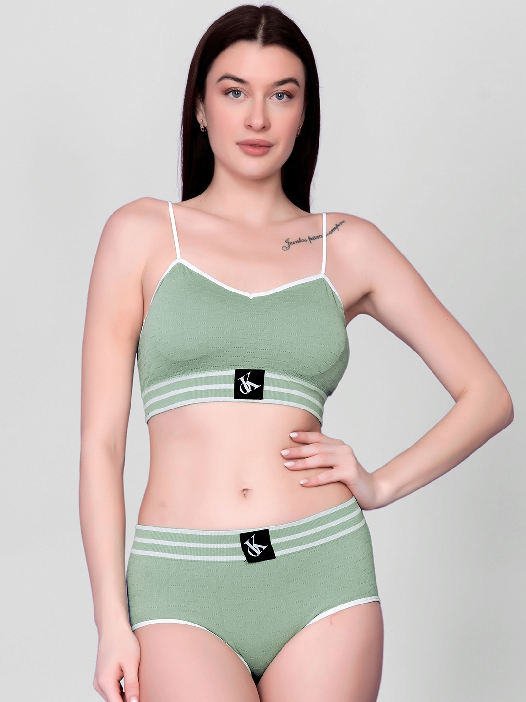 

Flenzy Full-Coverage Lingerie Set, Green