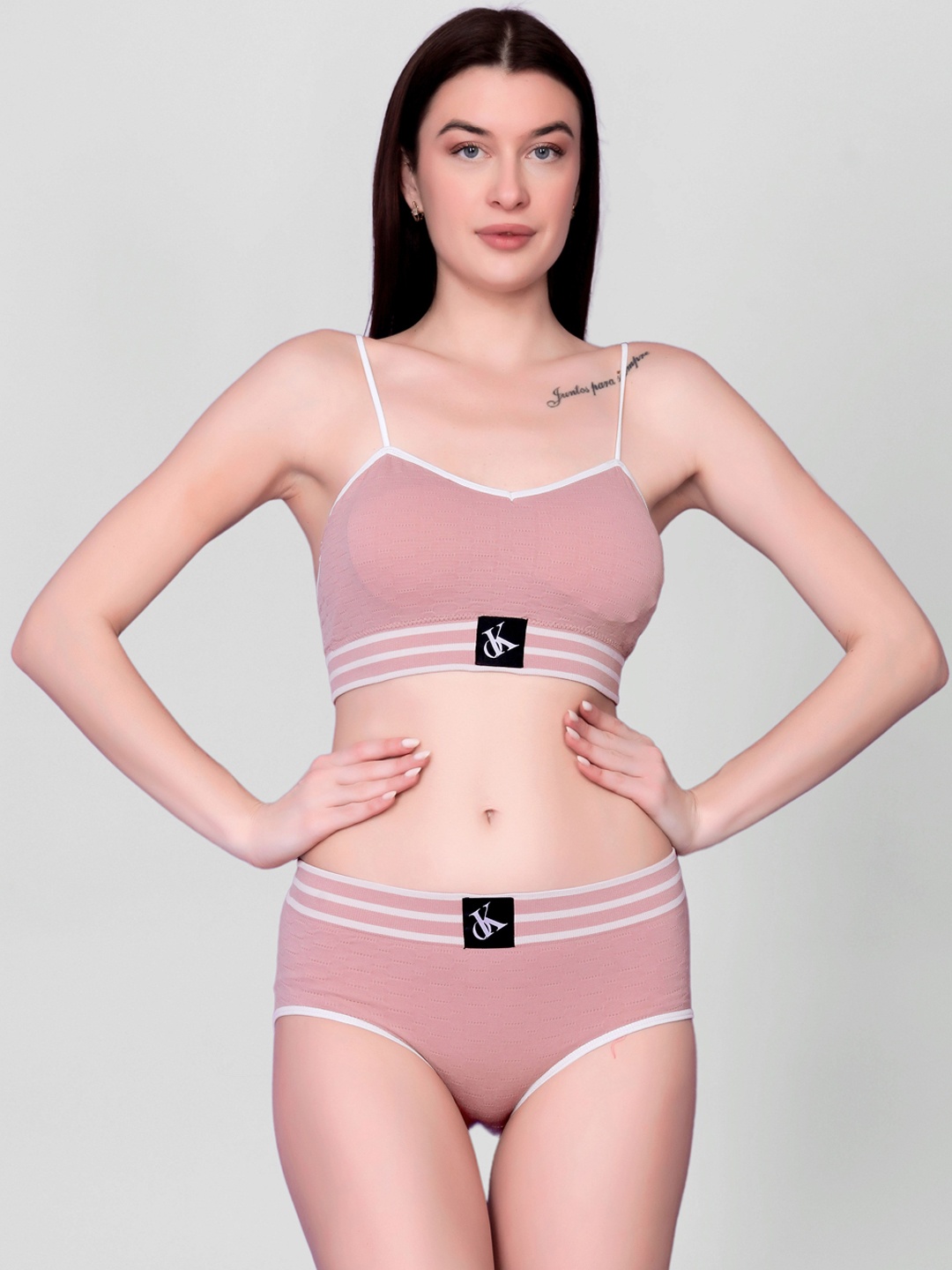 

Flenzy Full-Coverage Lingerie Set, Pink