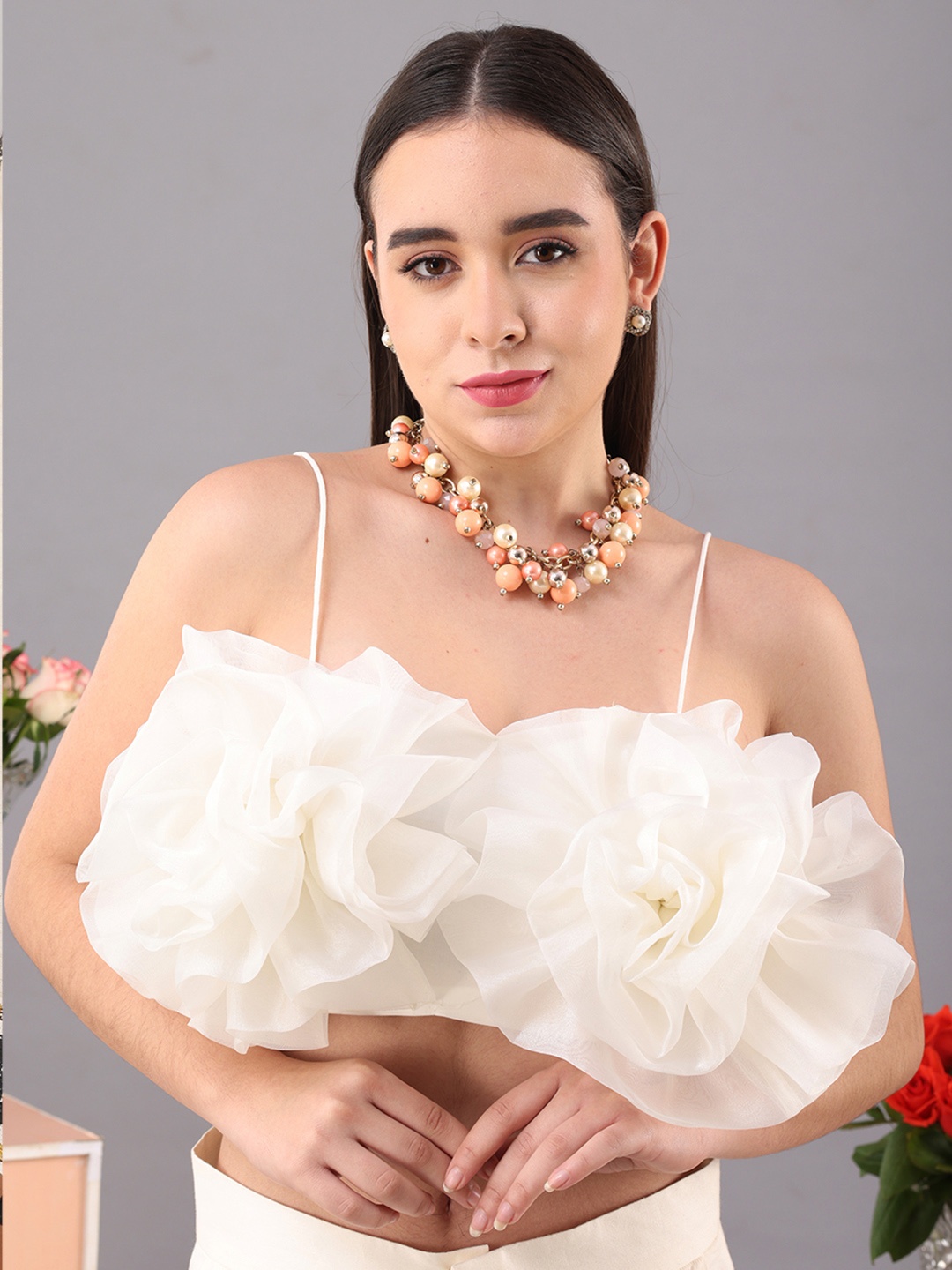 

KOVET Bardot Crop Top, White