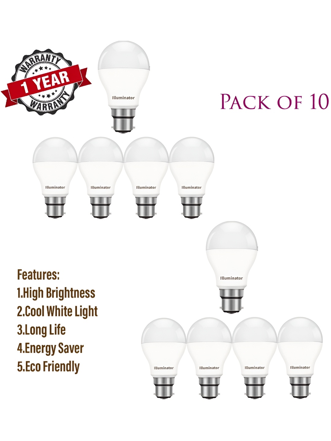 

SPARK WORLD White 10 Pieces Quirky LED Bulbs