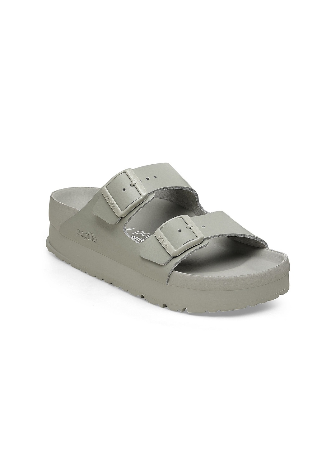 

Birkenstock Women Papillio Arizona Narrow Width Leather Two-Strap Comfort Sandals, Grey