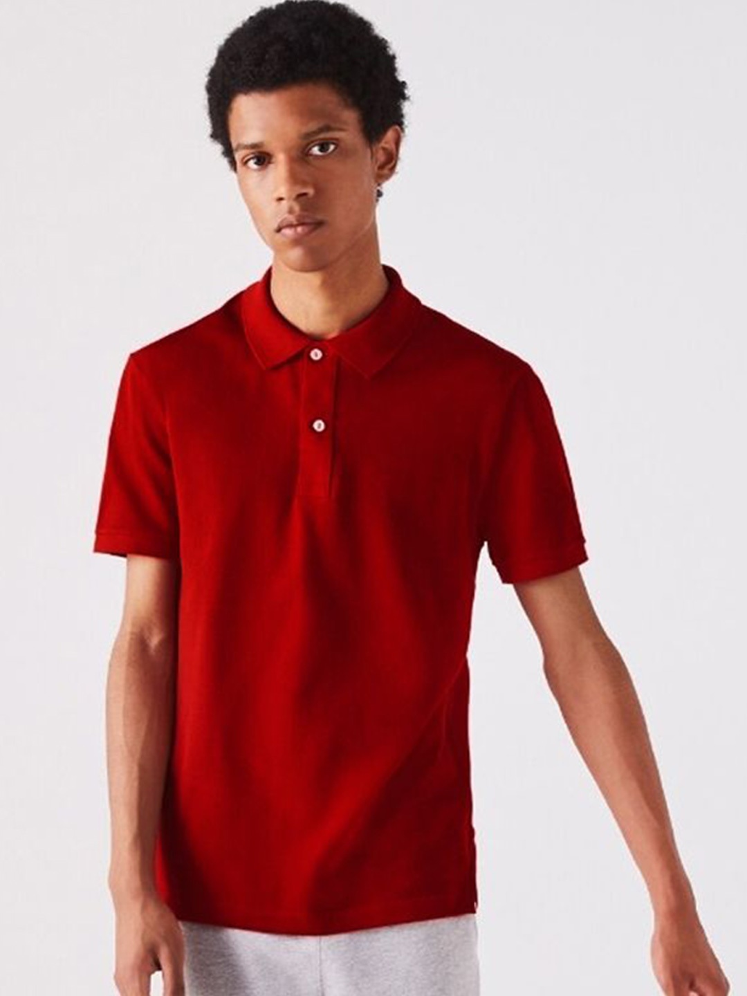 

BAESD Polo Collar Cotton T-shirt, Red