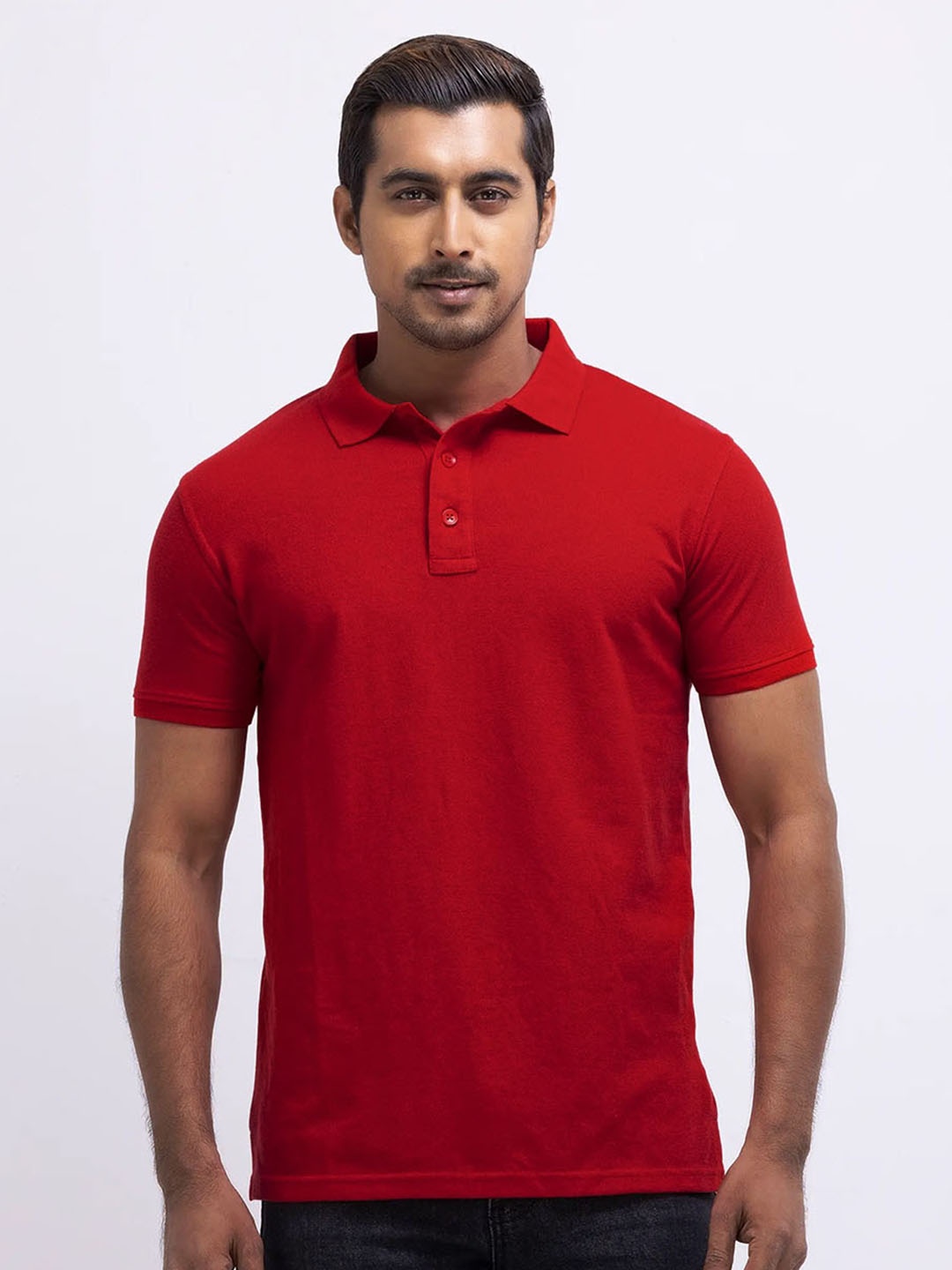 

BAESD Polo Collar Short Sleeves Cotton T-shirt, Red