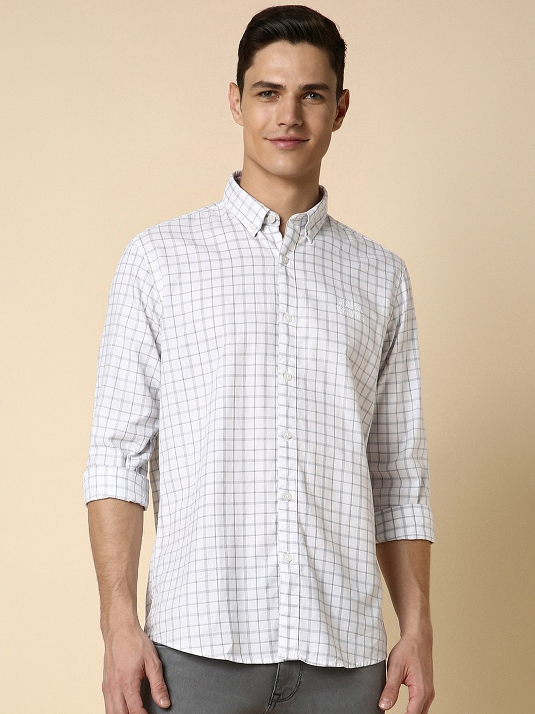

Allen Solly Grid Tattersall Checked Cotton Casual Shirt, White
