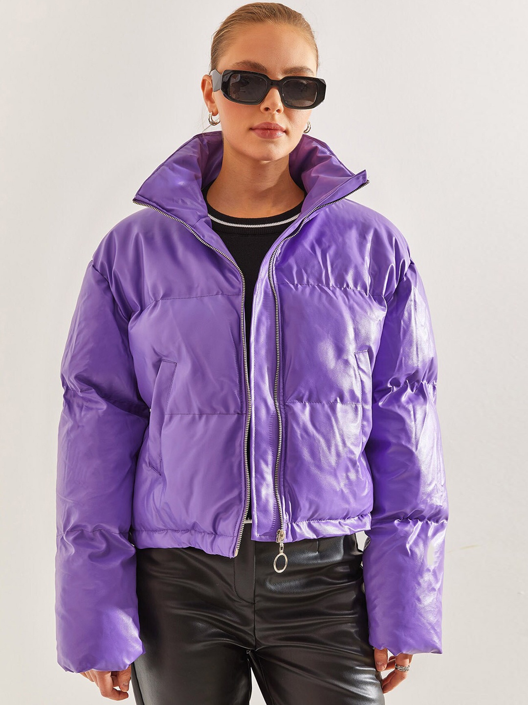 

BIANCO LUCCI Hooded Long Sleeves Puffer Jacket, Purple