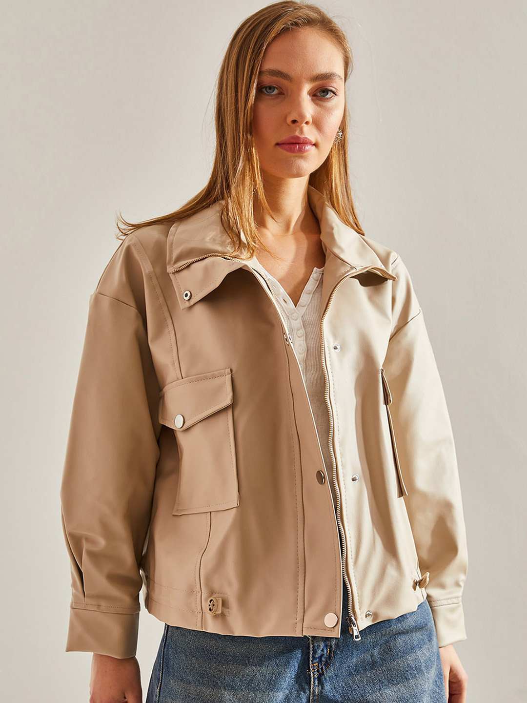 

BIANCO LUCCI Spread Collar Tailored Jacket, Brown