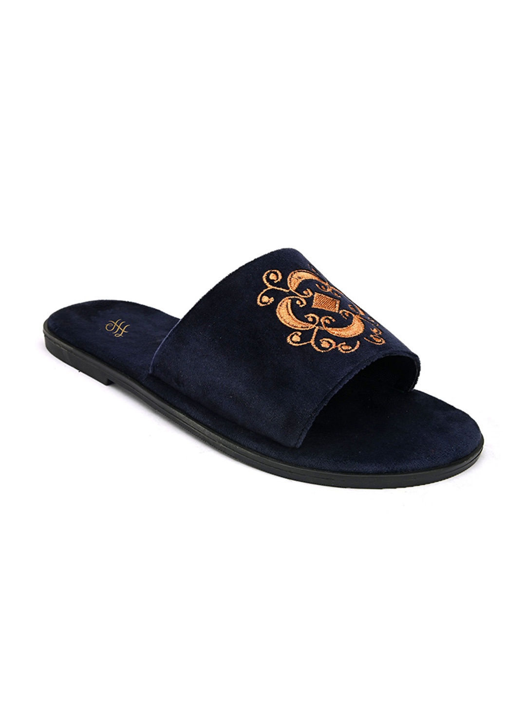 

House of Pataudi Men Embroidered Sliders, Blue