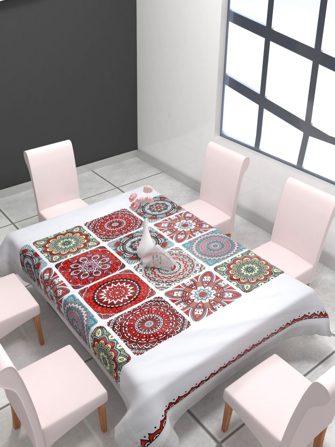 

Aura White & Red Floral 6-Seater Rectangular Table Cover