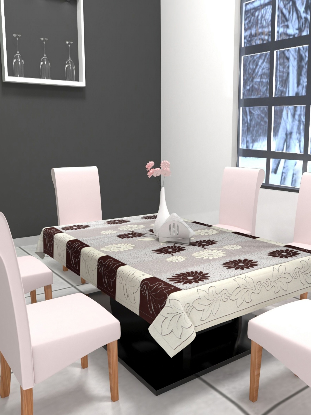 

Aura Brown & White Floral 6-Seater Rectangular Table Cover