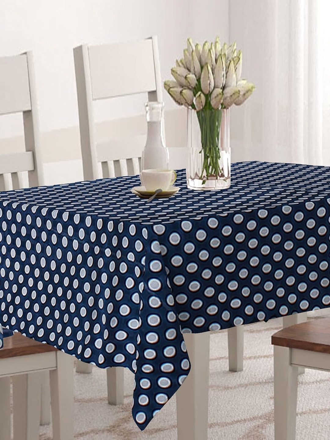 

Aura Blue & White Floral Geometric Printed Waterproof Rectangle Table Cover