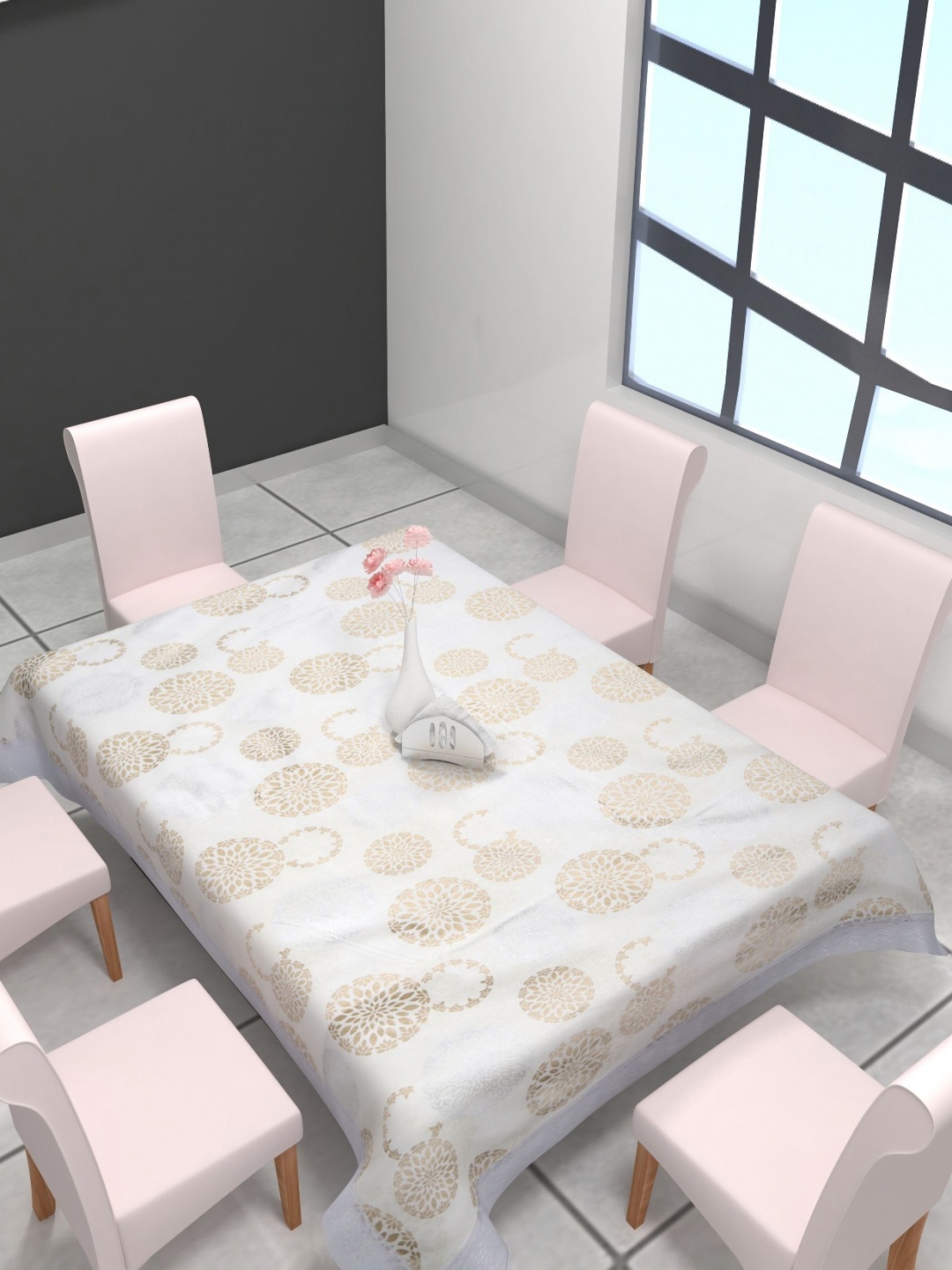 

Aura Gold-Toned & White Geometric 6 Seater Rectangle Table Cover