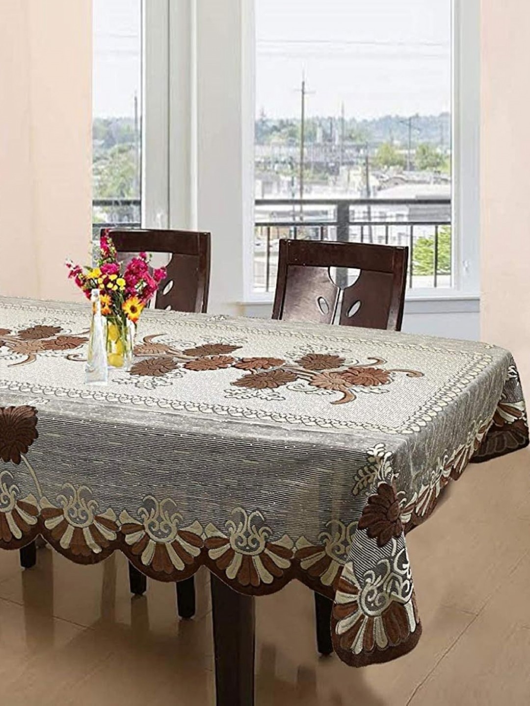 

Aura Brown & Grey Floral 6Seater Rectangle Table Cover