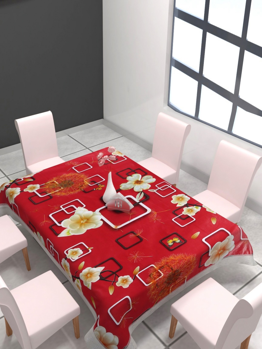 

Aura Red & White Floral 6Seater Rectangle Table Cover