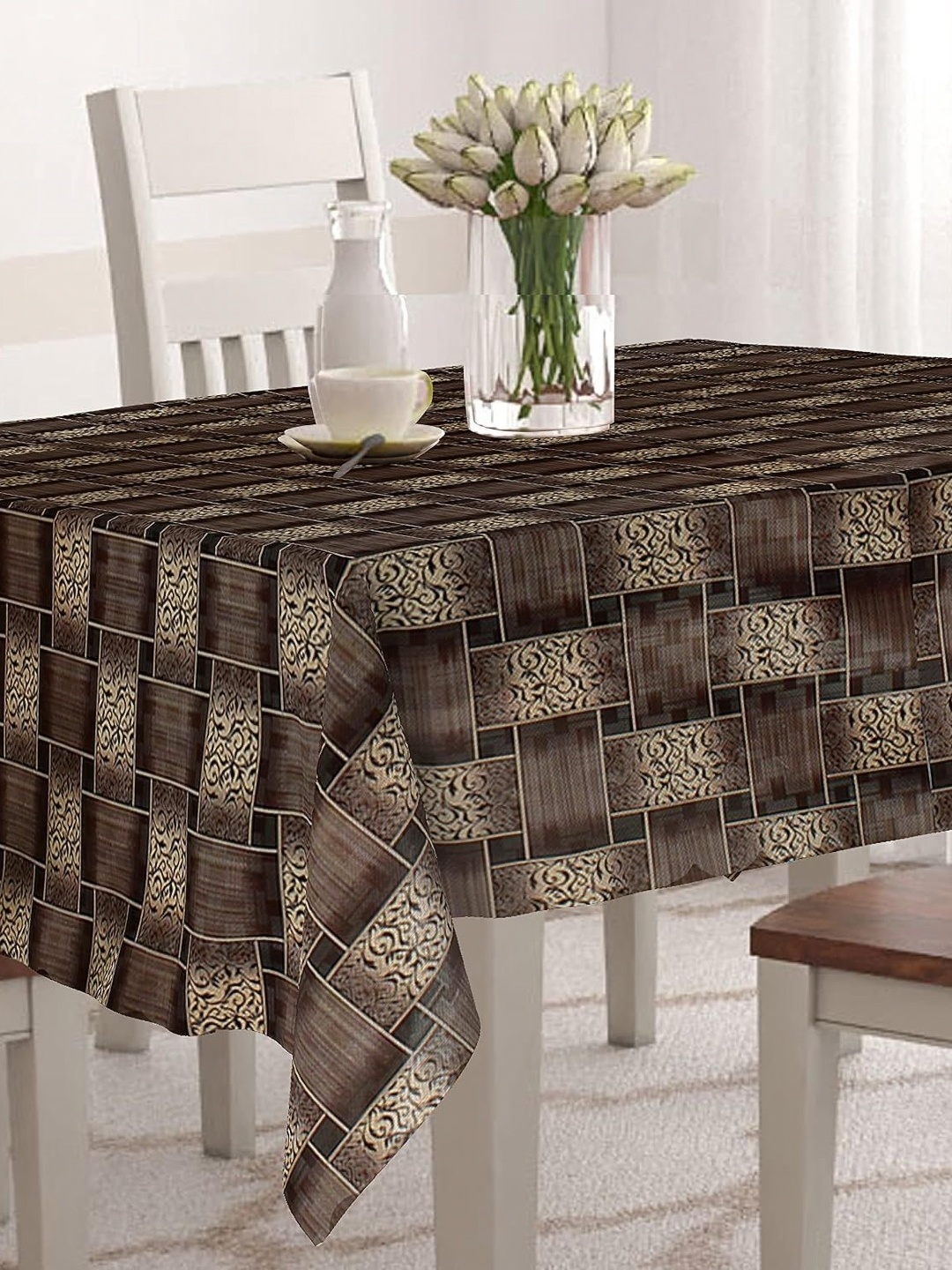 

Aura Brown & Black Ethnic Motifs Textured Rectangle Table Cover