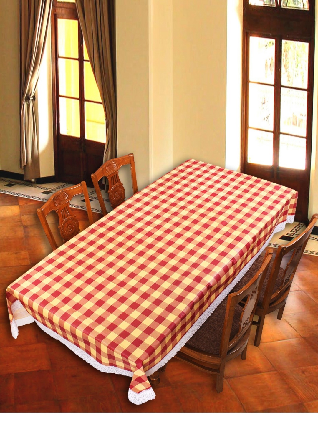 

Aura Yellow Geometric Printed 6-Seater Table Cover
