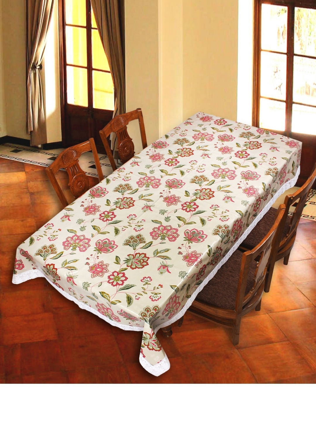 

Aura Cream-Coloured Floral Printed 6-Seater Rectangle Table Cover