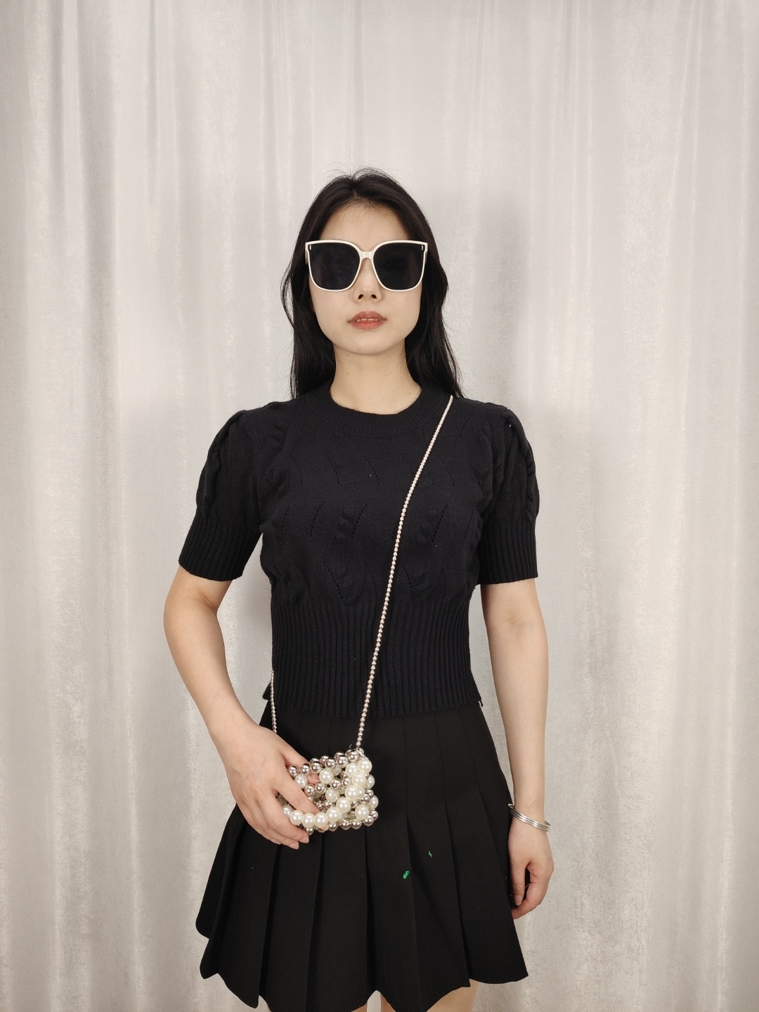 

StyleCast Girls Black Round Neck Puff Sleeves Regular Top